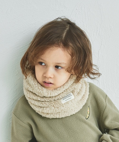 pairmanon（ペアマノン）の「ボア ネックウォーマー（ネックウォーマー/スヌード・キッズ・ブルー/ブラウン/ピンク/アイボリー/ベージュ/ブラック・FREE）」の4枚目の写真