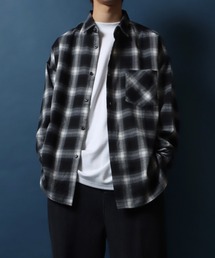 Smooth Stretch Oversized Ombre Check Shirt/別注 スムース ストレッチ オーバーサイズ オンブレチェックシャツ