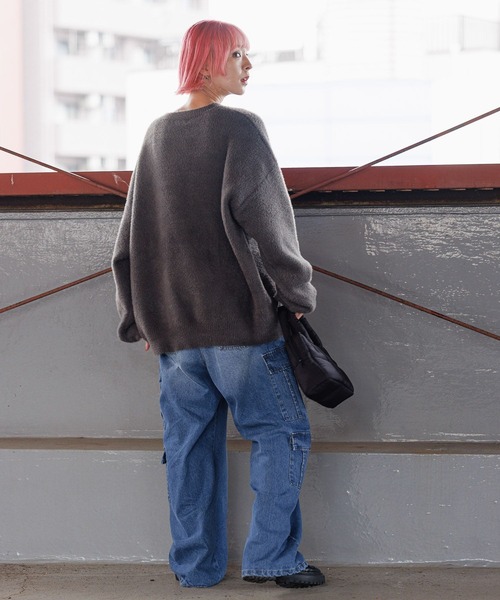 PBLIM（ページボーイリム）の「PBLIM/GTOシャギーニット（ニット/セーター・レディース・カーキ/グレー/ネイビー・FREE）」の8枚目の写真