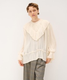 LANVIN en Bleu（ランバンオンブルー）の「プリーツシフォンブラウス（シャツ/ブラウス）」