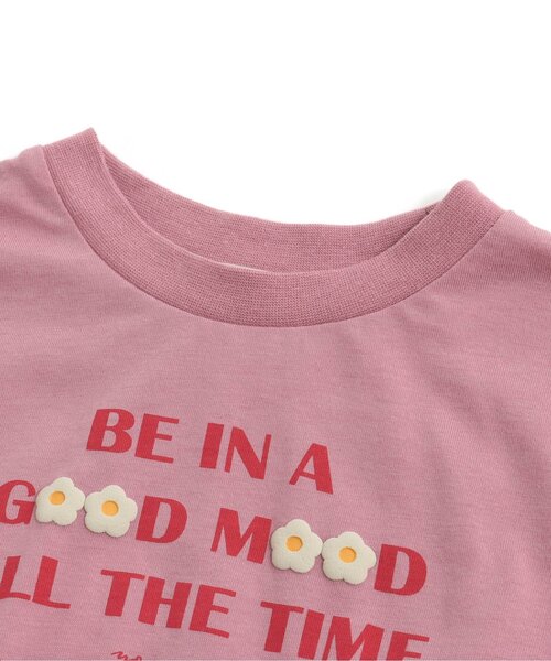 apres les cours（アプレレクール）の「ロゴ・ハート・花柄ペプラムチュニック（Tシャツ/カットソー・キッズ・ネイビー/アイボリー/ピンク/チャコール/ブルー/ベージュ/グリーン・100/110/120/90/140/80/130）」の15枚目の写真