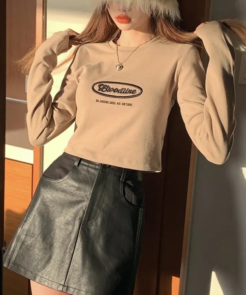 LYEON(リヨン)の「刺繍ロゴクロップドロンT(Tシャツ/カットソー・レディース・ホワイト/チャコールグレー/グレー・FREE)」の17枚目の写真