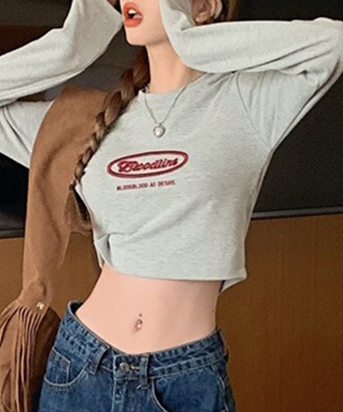 LYEON(リヨン)の「刺繍ロゴクロップドロンT(Tシャツ/カットソー・レディース・ホワイト/チャコールグレー/グレー・FREE)」の21枚目の写真