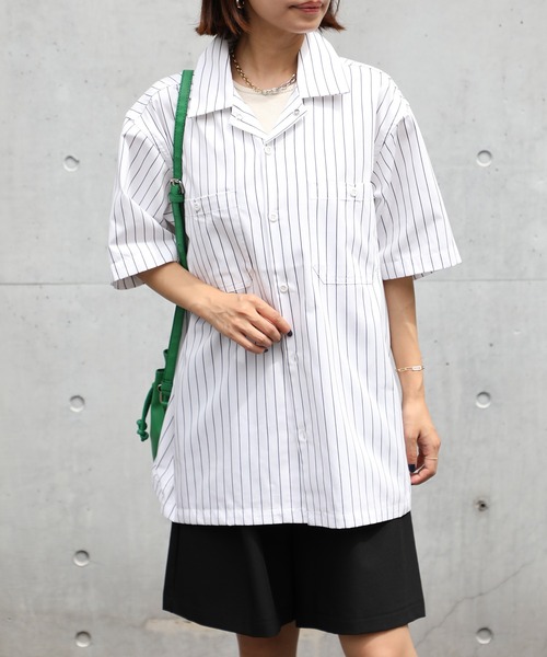 United Athle（ユナイテッドアスレ）の「【United Athle】T/C ストライプ ワーク ショートスリーブ シャツ ※1781（シャツ/ブラウス・メンズ・ブラック×ホワイト/ホワイト×ブラック/ゴールド×ブラウン・XL/XXL/L/M/S）」の10枚目の写真
