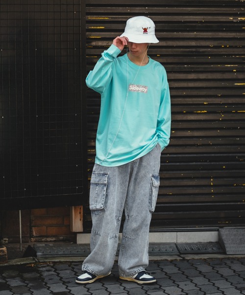 SIDEWAY STANCE(サイドウェイスタンス)の「【SIDEWAY STANCE】ケミカルウォッシュ デニム ワイドカーゴパンツ(カーゴパンツ・メンズ・ネイビー/ブラック・LARGE/MEDIUM/SMALL)」の9枚目の写真