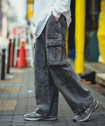 improves（インプローブス）の「【SIDEWAY STANCE】ケミカルウォッシュ デニム ワイドカーゴパンツ（デニムパンツ）」