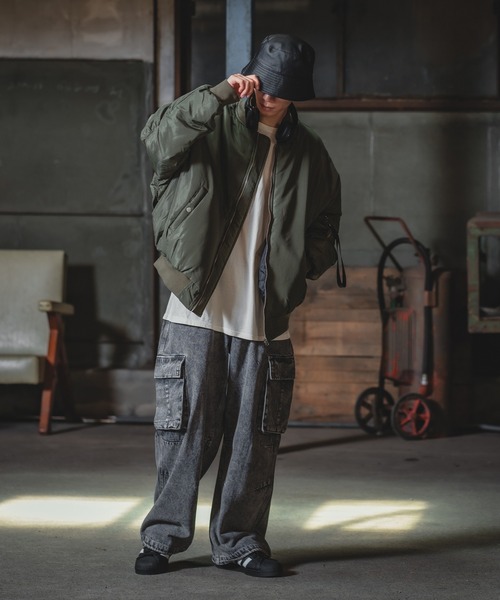 SIDEWAY STANCE(サイドウェイスタンス)の「【SIDEWAY STANCE】ケミカルウォッシュ デニム ワイドカーゴパンツ(カーゴパンツ・メンズ・ネイビー/ブラック・LARGE/MEDIUM/SMALL)」の20枚目の写真