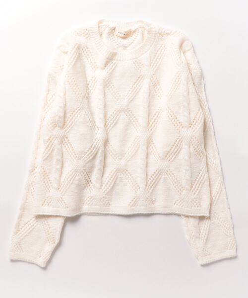 Mayree(メイリー)の「【AURORIA】ケーブル透かし編みニットプルオーバー(ニット/セーター・レディース・オフホワイト/ブルー/ピンク・FREE)」の9枚目の写真
