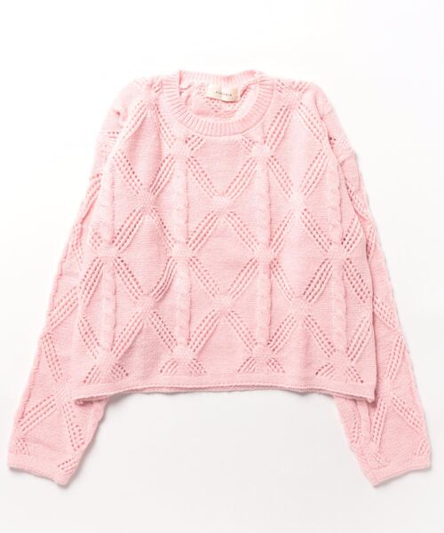 Mayree(メイリー)の「【AURORIA】ケーブル透かし編みニットプルオーバー(ニット/セーター・レディース・オフホワイト/ブルー/ピンク・FREE)」の11枚目の写真