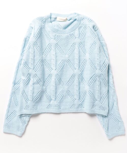 Mayree(メイリー)の「【AURORIA】ケーブル透かし編みニットプルオーバー(ニット/セーター・レディース・オフホワイト/ブルー/ピンク・FREE)」の10枚目の写真