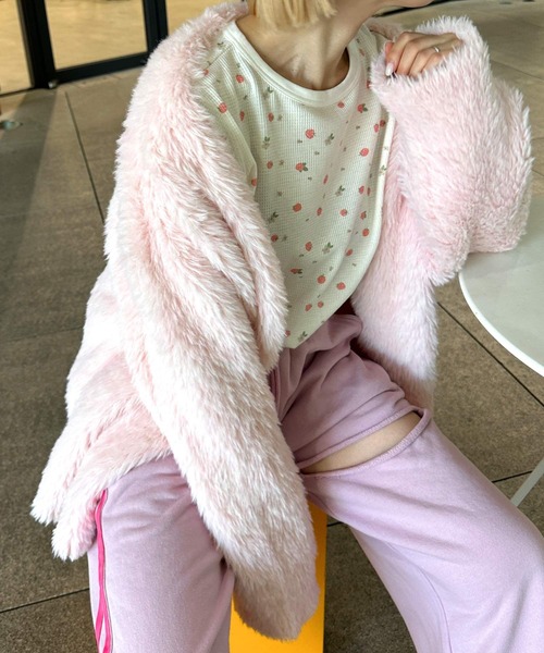 Alley by w closet（アリーバイダブルクローゼット）の「【Alley】MIXカラーフェザーヤーンカーディガン（カーディガン/ボレロ・レディース・イエロー/ピンク系/サックスブルー/オフホワイト・FREE）」の4枚目の写真