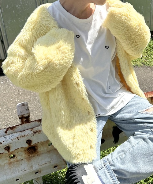 Alley by w closet（アリーバイダブルクローゼット）の「【Alley】MIXカラーフェザーヤーンカーディガン（カーディガン/ボレロ・レディース・イエロー/ピンク系/サックスブルー/オフホワイト・FREE）」の3枚目の写真