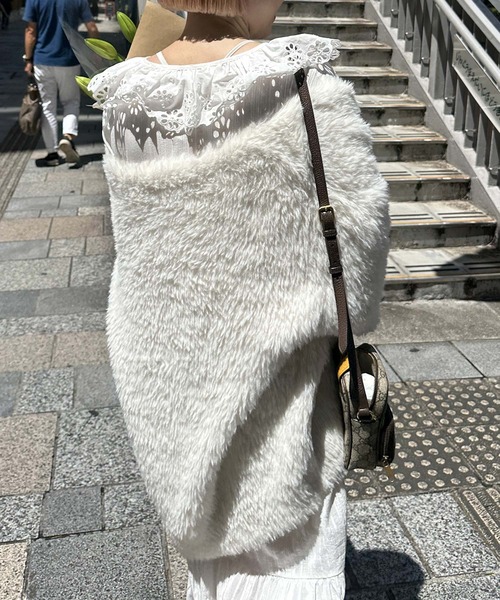 Alley by w closet（アリーバイダブルクローゼット）の「【Alley】MIXカラーフェザーヤーンカーディガン（カーディガン/ボレロ・レディース・イエロー/ピンク系/サックスブルー/オフホワイト・FREE）」の10枚目の写真