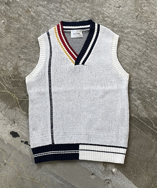 ALL RUNS(オールランズ)の「▲DESIGN V-NECK VEST/デザインVネックベスト(ベスト・メンズ・ホワイト/ブラック・M/XL/L)」の5枚目の写真