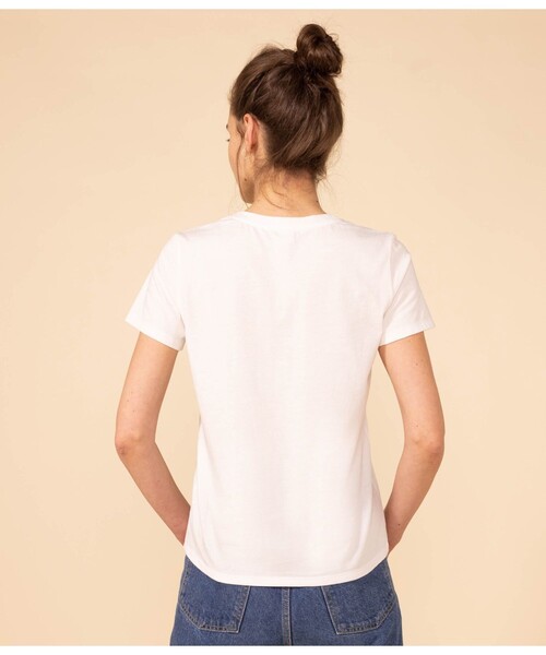 PETIT BATEAU（プチバトー）の「ライトジャージー半袖Ｔシャツ（Tシャツ/カットソー・レディース・ベージュ/ネイビー/ホワイト/ブラック・MEDIUM/XX-SMALL/LARGE/X-SMALL/SMALL）」の8枚目の写真