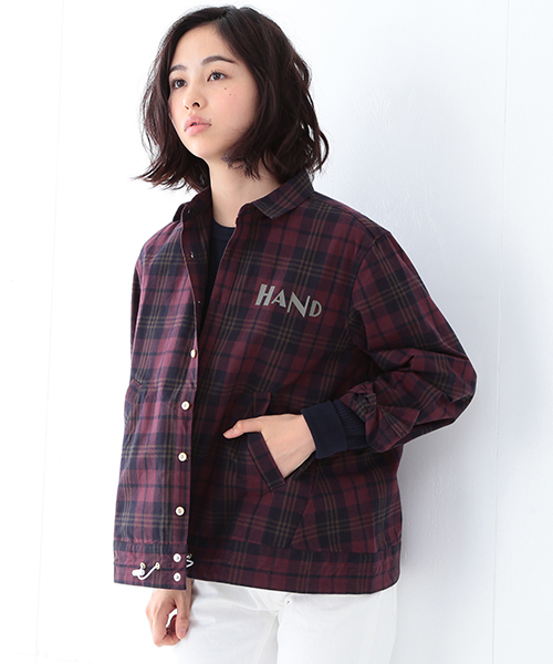 BEAMS BOY（ビームスボーイ）の「BEAMS BOY / タータンチェック プリント ドローコード ブルゾン（ブルゾン・レディース・ワイン/ネイビー・ONE SIZE）」の2枚目の写真