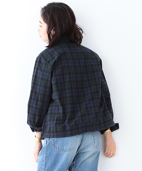 BEAMS BOY（ビームスボーイ）の「BEAMS BOY / タータンチェック プリント ドローコード ブルゾン（ブルゾン・レディース・ワイン/ネイビー・ONE SIZE）」の15枚目の写真