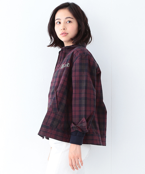 BEAMS BOY（ビームスボーイ）の「BEAMS BOY / タータンチェック プリント ドローコード ブルゾン（ブルゾン・レディース・ワイン/ネイビー・ONE SIZE）」の17枚目の写真