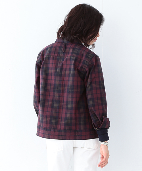 BEAMS BOY（ビームスボーイ）の「BEAMS BOY / タータンチェック プリント ドローコード ブルゾン（ブルゾン・レディース・ワイン/ネイビー・ONE SIZE）」の18枚目の写真