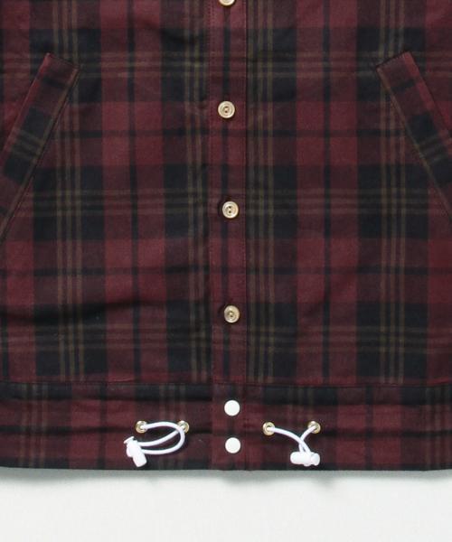 BEAMS BOY（ビームスボーイ）の「BEAMS BOY / タータンチェック プリント ドローコード ブルゾン（ブルゾン・レディース・ワイン/ネイビー・ONE SIZE）」の3枚目の写真