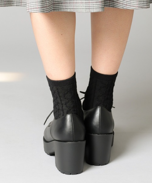 Honeys（ハニーズ）の「厚底ヒールマニッシュシューズ（ドレスシューズ・レディース・ブラック/ブラック系その他/ベージュ/ダークブラウン・S/M/L/LL）」の7枚目の写真