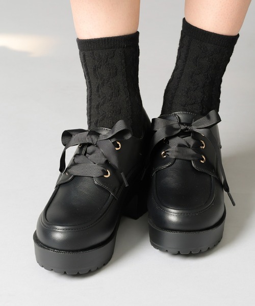 Honeys（ハニーズ）の「厚底ヒールマニッシュシューズ（ドレスシューズ・レディース・ブラック/ブラック系その他/ベージュ/ダークブラウン・S/M/L/LL）」の8枚目の写真