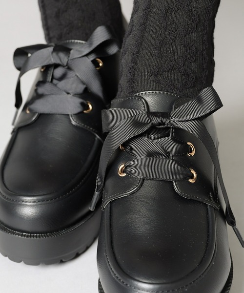 Honeys（ハニーズ）の「厚底ヒールマニッシュシューズ（ドレスシューズ・レディース・ブラック/ブラック系その他/ベージュ/ダークブラウン・S/M/L/LL）」の10枚目の写真