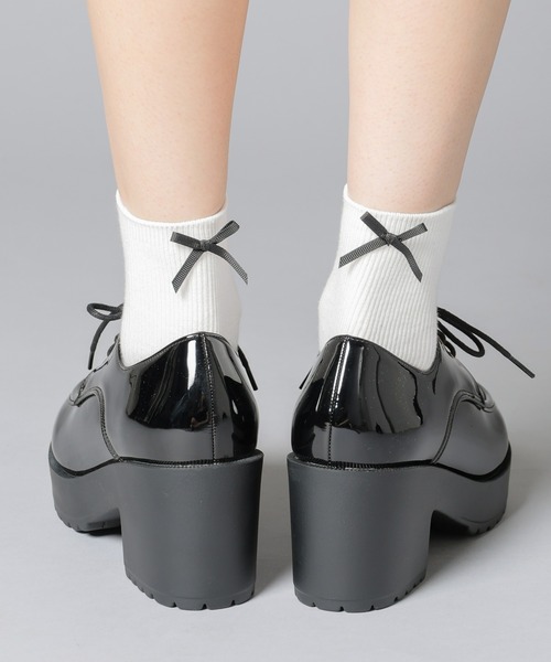 Honeys（ハニーズ）の「厚底ヒールマニッシュシューズ（ドレスシューズ・レディース・ブラック/ブラック系その他/ベージュ/ダークブラウン・S/M/L/LL）」の13枚目の写真