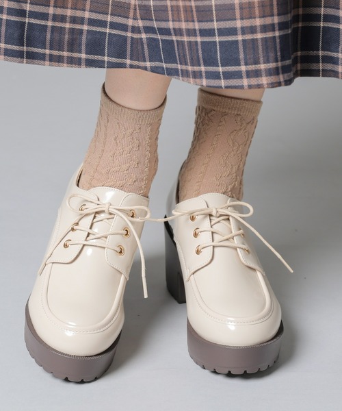 Honeys（ハニーズ）の「厚底ヒールマニッシュシューズ（ドレスシューズ・レディース・ブラック/ブラック系その他/ベージュ/ダークブラウン・S/M/L/LL）」の15枚目の写真