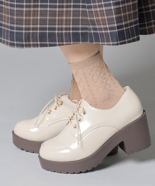 Honeys（ハニーズ）の「厚底ヒールマニッシュシューズ（ドレスシューズ・レディース・ブラック/ブラック系その他/ベージュ/ダークブラウン・S/M/L/LL）」の16枚目の写真