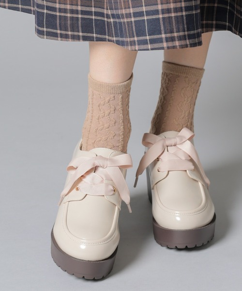 Honeys（ハニーズ）の「厚底ヒールマニッシュシューズ（ドレスシューズ・レディース・ブラック/ブラック系その他/ベージュ/ダークブラウン・S/M/L/LL）」の18枚目の写真