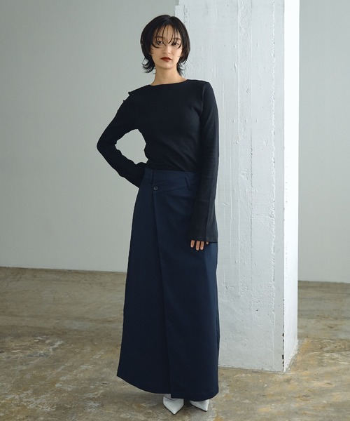 セール】【Abor】フレアスリーブバックオープンリブトップス（Tシャツ