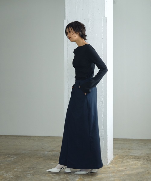 Abor(アボア)の「【Abor】フレアスリーブバックオープンリブトップス(Tシャツ/カットソー・レディース・ヘザーグレー/ブラック/アイボリー/モカ・38(M)/36(S))」の13枚目の写真
