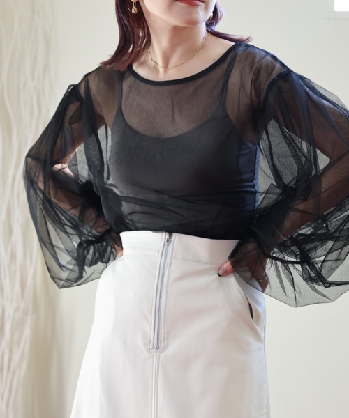 ULEULA（ウルア）の「ボリュームスリーブブラウス/シアーチュール（シャツ/ブラウス・レディース・ブラック/アイボリー/グレイッシュベージュ・FREE）」の11枚目の写真
