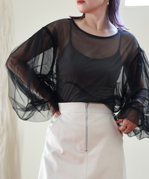ULEULA（ウルア）の「ボリュームスリーブブラウス/シアーチュール（シャツ/ブラウス・レディース・ブラック/アイボリー/グレイッシュベージュ・FREE）」の13枚目の写真