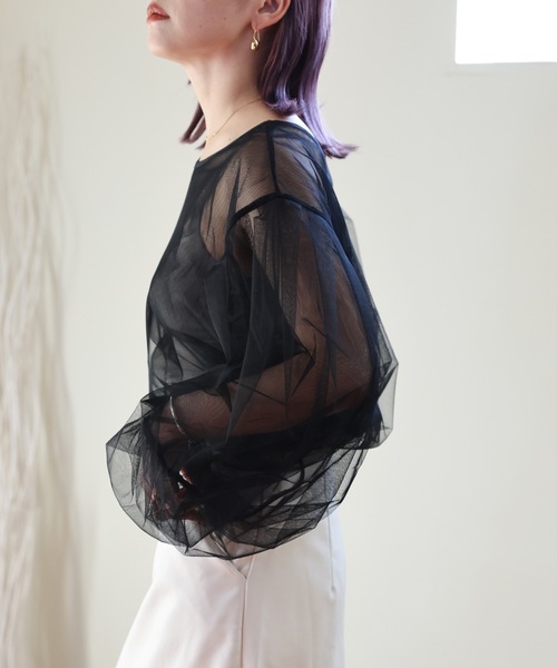 ULEULA（ウルア）の「ボリュームスリーブブラウス/シアーチュール（シャツ/ブラウス・レディース・ブラック/アイボリー/グレイッシュベージュ・FREE）」の14枚目の写真