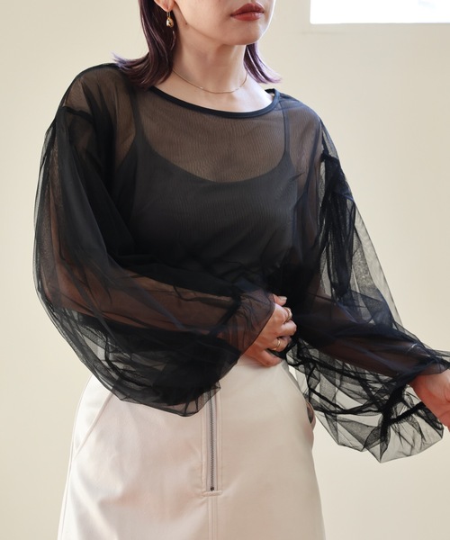 ULEULA（ウルア）の「ボリュームスリーブブラウス/シアーチュール（シャツ/ブラウス・レディース・ブラック/アイボリー/グレイッシュベージュ・FREE）」の12枚目の写真