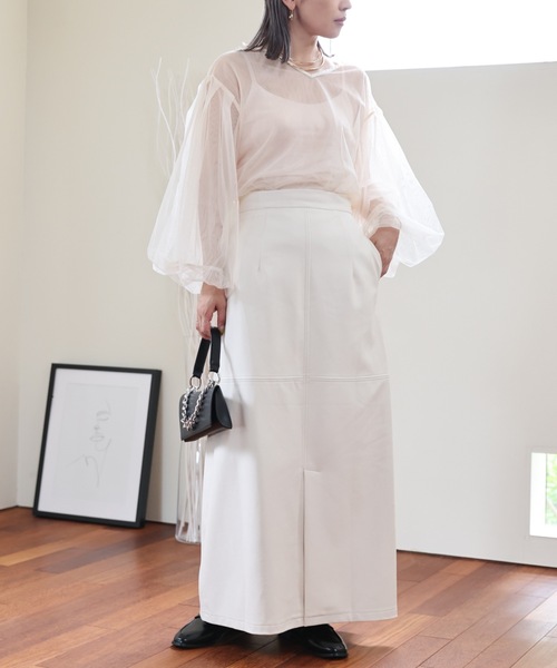 ULEULA（ウルア）の「ボリュームスリーブブラウス/シアーチュール（シャツ/ブラウス・レディース・ブラック/アイボリー/グレイッシュベージュ・FREE）」の9枚目の写真