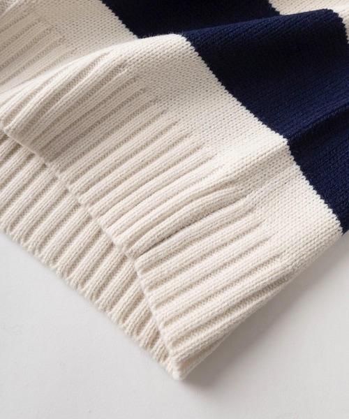 BEVERLY HILLS POLO CLUB（ビバリーヒルズポロクラブ）の「【BEVERLY HILLS POLO CLUB/ビバリーヒルズポロクラブ】ブランドワンポイントロゴ刺繍  デザイン ハーフジップ ニット/オーバーサイズ（ニット/セーター・レディース・ブラック×ホワイト/グレー/ブラック/アイボリー/ネイビー/ベージュ/ホワイト×ネイビー・M/L/XL）」の14枚目の写真