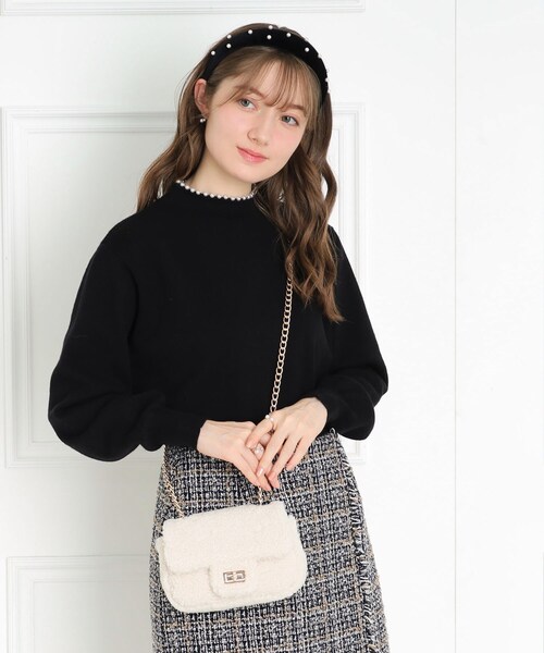 couture brooch(クチュールブローチ)の「◆ミニチェーンバッグ(ショルダーバッグ・レディース・オフホワイト/ブラック系1・00)」の10枚目の写真