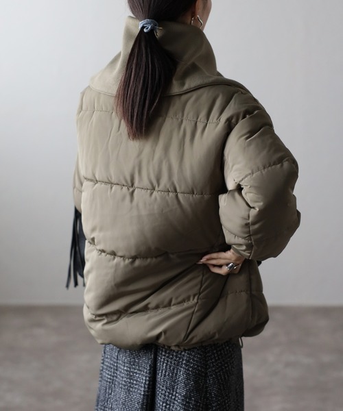 セール】【2WAY】リブカラー/スタンドカラー中綿コート（ダウン