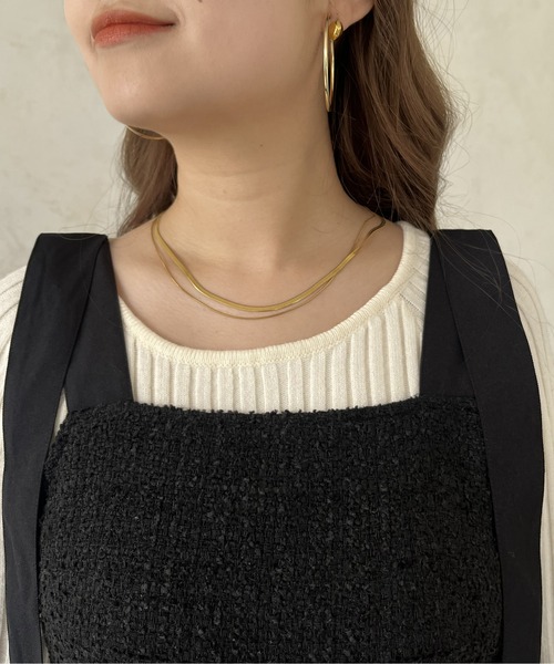 prose verse(プロズヴェール)の「肩リボンツイードペプラムビスチェ(キャミソール・レディース・ブラック・MEDIUM)」の17枚目の写真