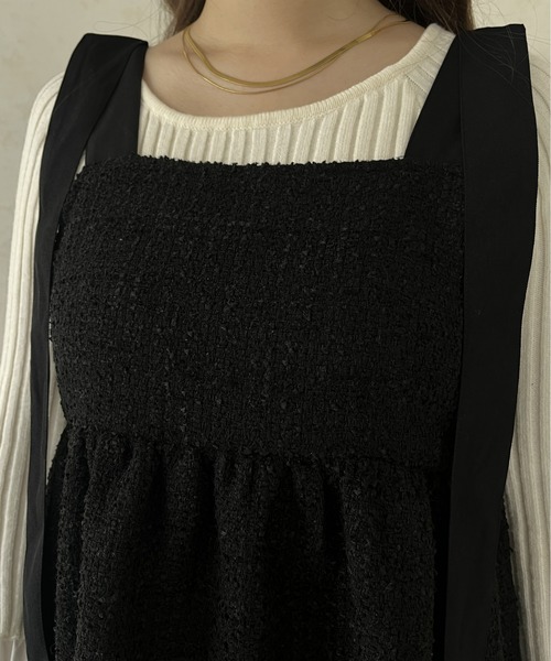 prose verse(プロズヴェール)の「肩リボンツイードペプラムビスチェ(キャミソール・レディース・ブラック・MEDIUM)」の18枚目の写真