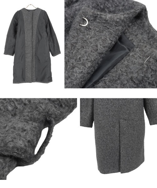 KOBE LETTUCE（コウベレタス）の「[ mikuさんコラボ ] 袖取り外しOKノーカラーブークレーコート（ノーカラーコート・レディース・ブラック/アイボリー/グレー・M）」の15枚目の写真