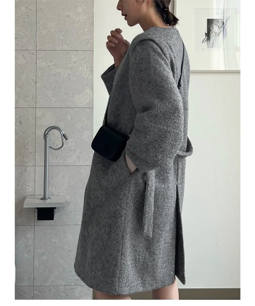 KOBE LETTUCE（コウベレタス）の「[ mikuさんコラボ ] 袖取り外しOKノーカラーブークレーコート（ノーカラーコート・レディース・ブラック/アイボリー/グレー・M）」の11枚目の写真