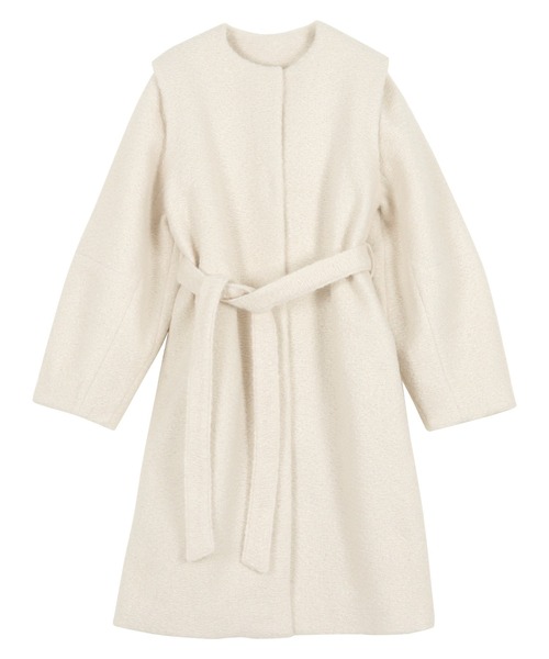 KOBE LETTUCE（コウベレタス）の「[ mikuさんコラボ ] 袖取り外しOKノーカラーブークレーコート（ノーカラーコート・レディース・ブラック/アイボリー/グレー・M）」の17枚目の写真