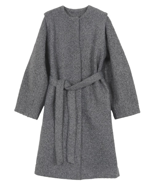 KOBE LETTUCE（コウベレタス）の「[ mikuさんコラボ ] 袖取り外しOKノーカラーブークレーコート（ノーカラーコート・レディース・ブラック/アイボリー/グレー・M）」の19枚目の写真