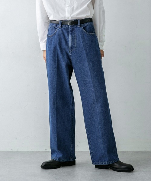 NANO universe（ナノユニバース）の「｢HOTEL PALACE(オテル パラス)｣ブリーチワイドデニムパンツ（デニムパンツ・メンズ・ブルー/ブラック・M/S/L）」の2枚目の写真