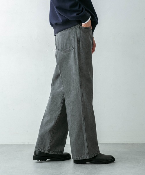 NANO universe（ナノユニバース）の「｢HOTEL PALACE(オテル パラス)｣ブリーチワイドデニムパンツ（デニムパンツ・メンズ・ブルー/ブラック・M/S/L）」の4枚目の写真