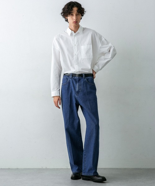 NANO universe（ナノユニバース）の「｢HOTEL PALACE(オテル パラス)｣ブリーチワイドデニムパンツ（デニムパンツ・メンズ・ブルー/ブラック・M/S/L）」の14枚目の写真